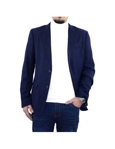 Giacca Uomo Sartoriale Principe Di Galles Blu Navy Blazer Elegante Con  Trapunta Taglia. 46